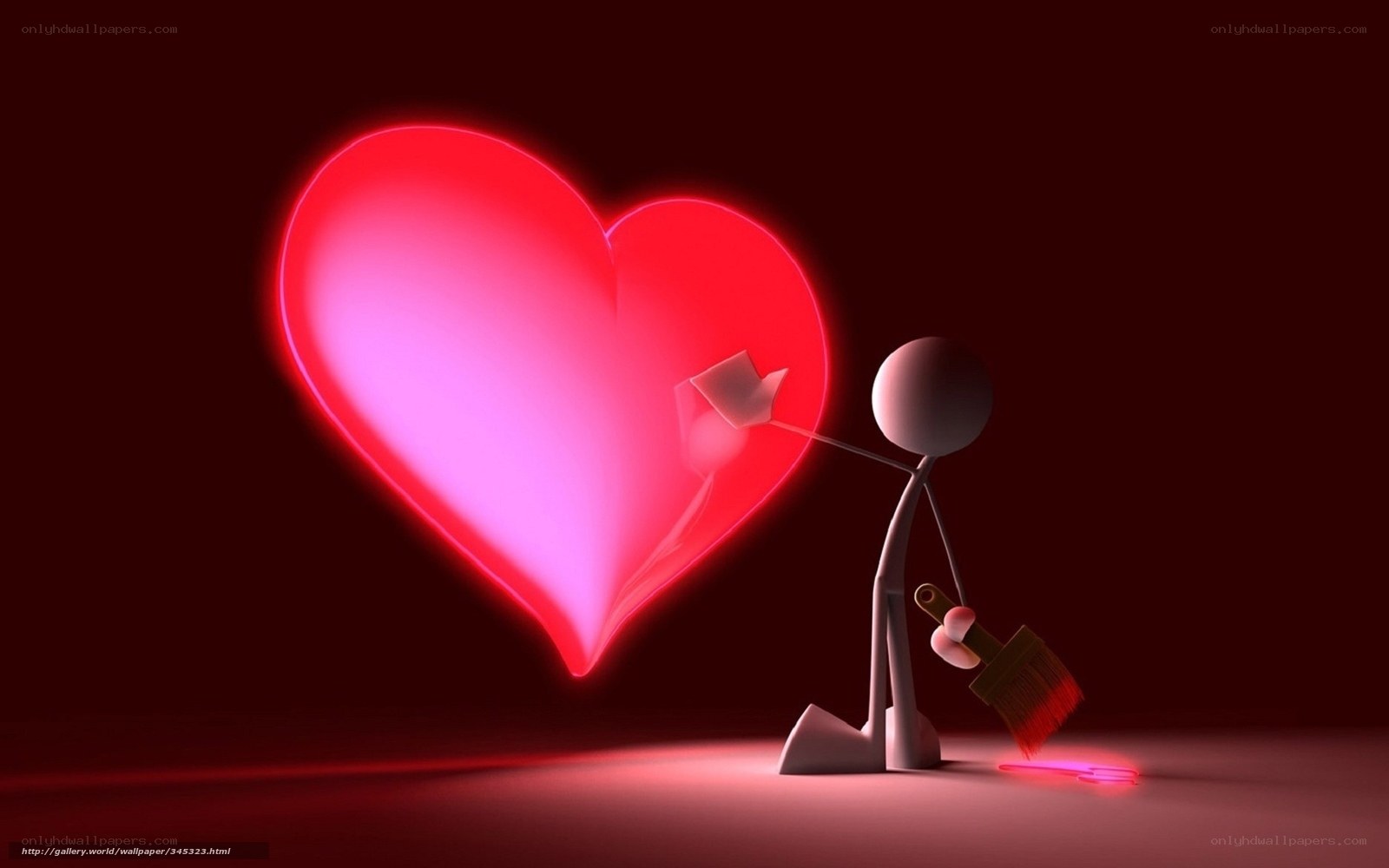Stick figure painting a heart