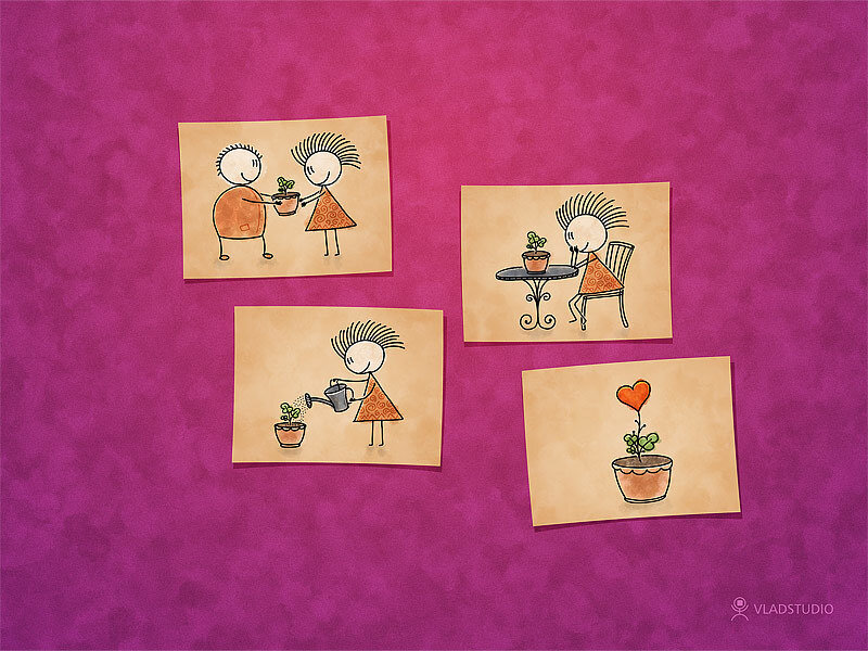 stick figure plant care series