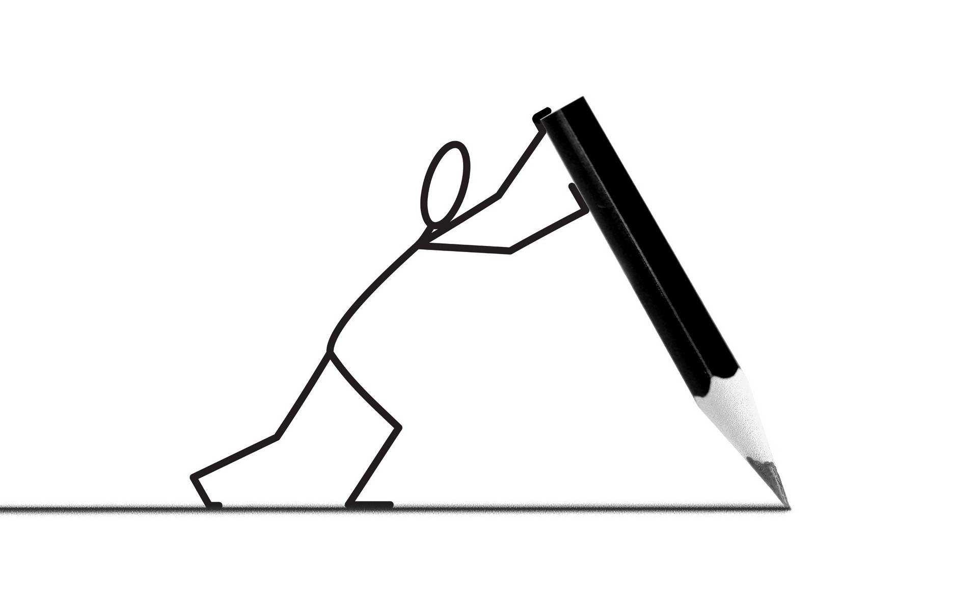Stick figure pushing pencil