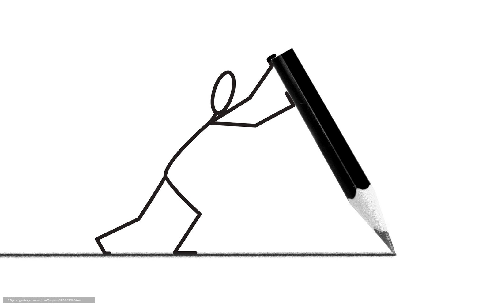 Stick figure pushing pencil