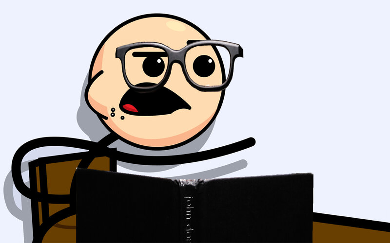 stick figure reading book