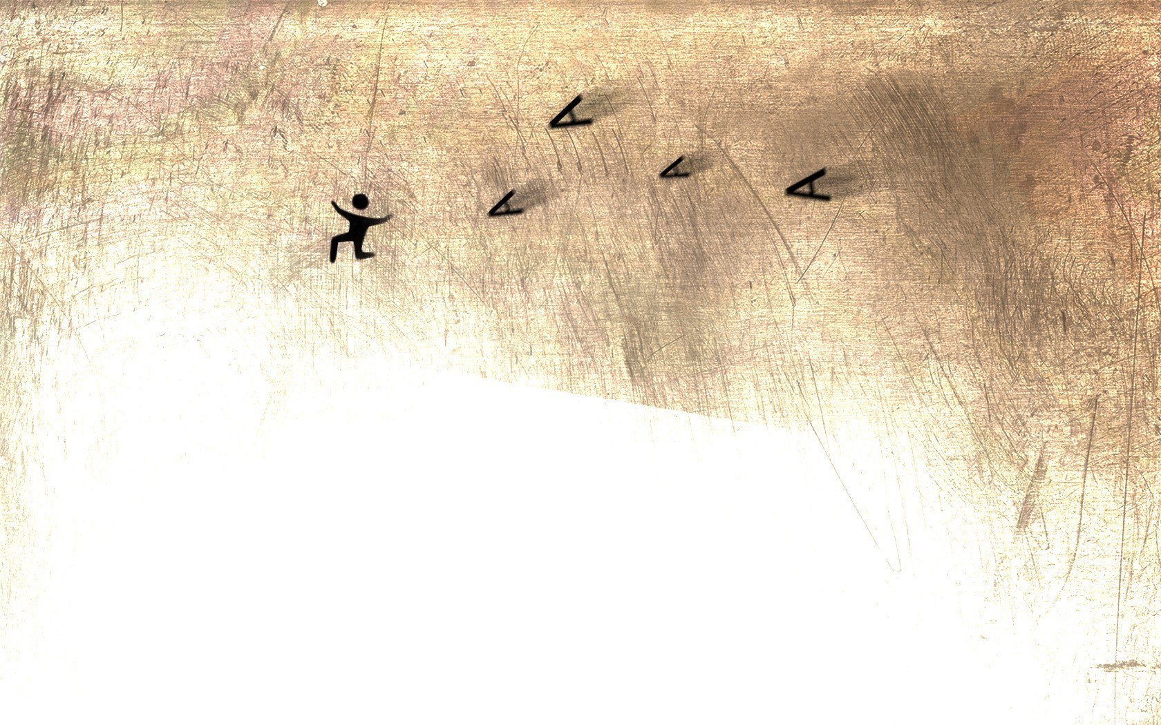 stick figure running from arrows