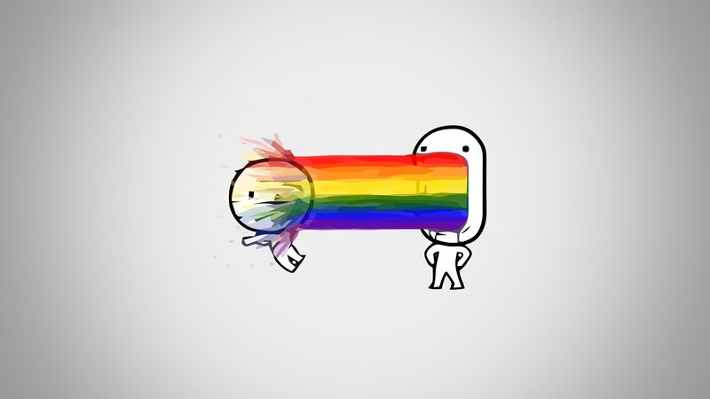Stick Figure Shooting Rainbow