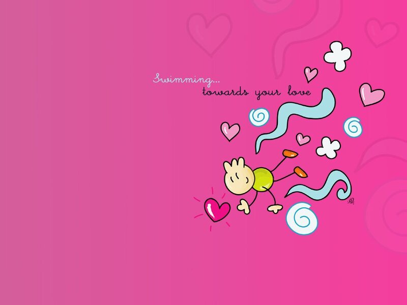 Stick Figure Swimming — Pink