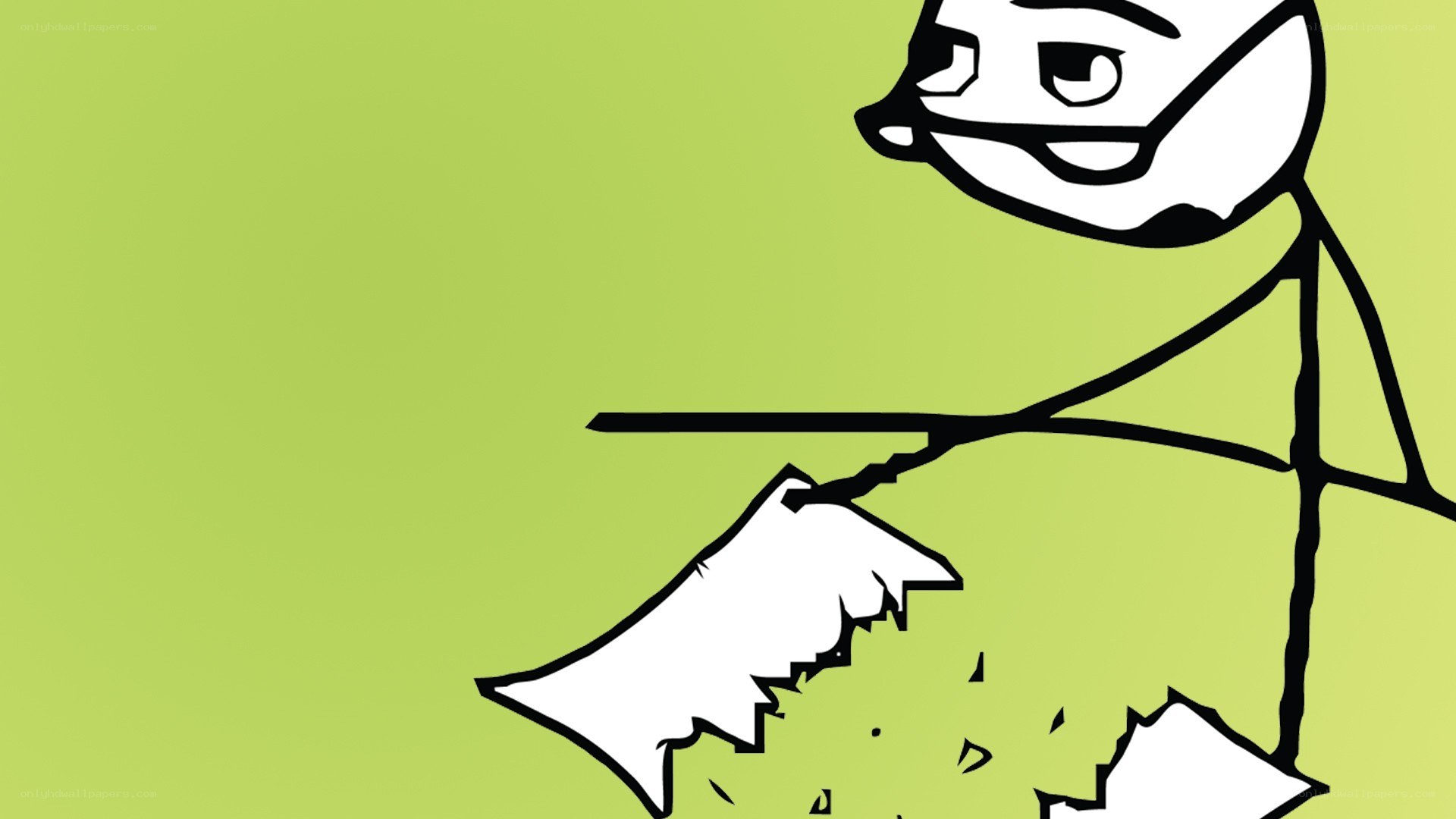 stick figure tearing paper
