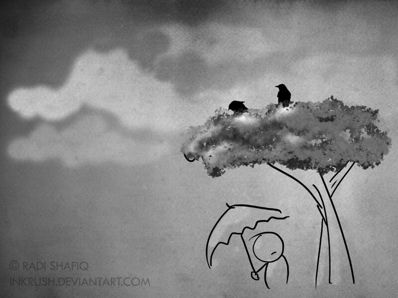 Stick Figure under Tree