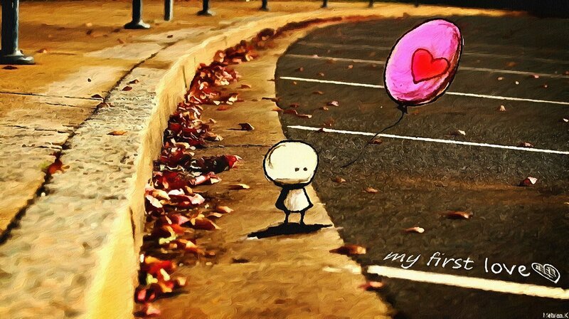 Stick Figure with Balloon — Brown
