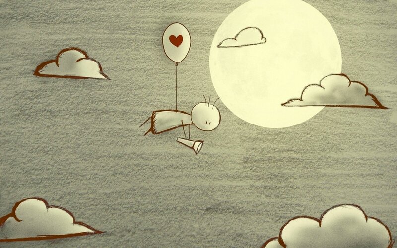 Stick Figure with Balloon — Gray
