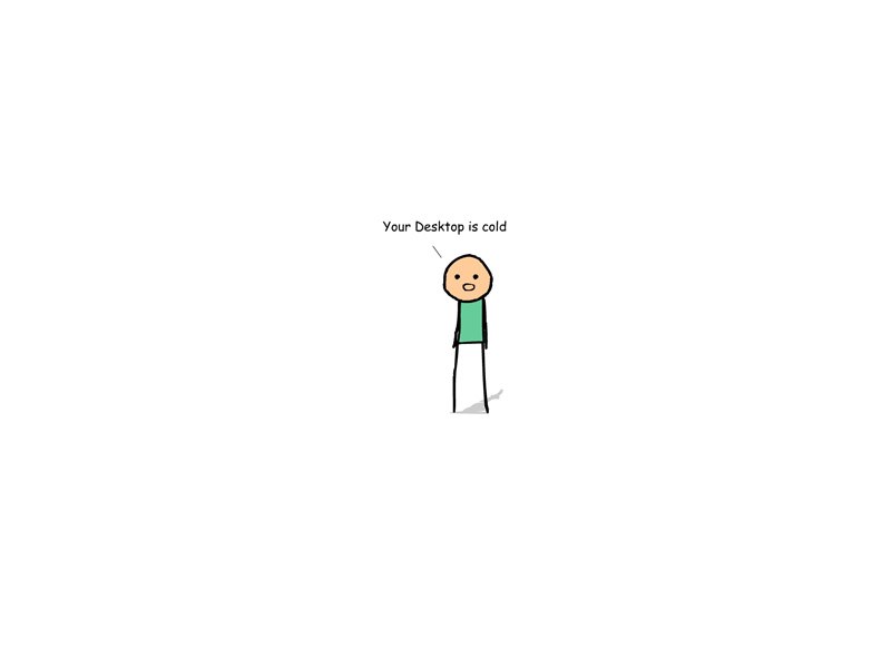 stick figure with cold desktop