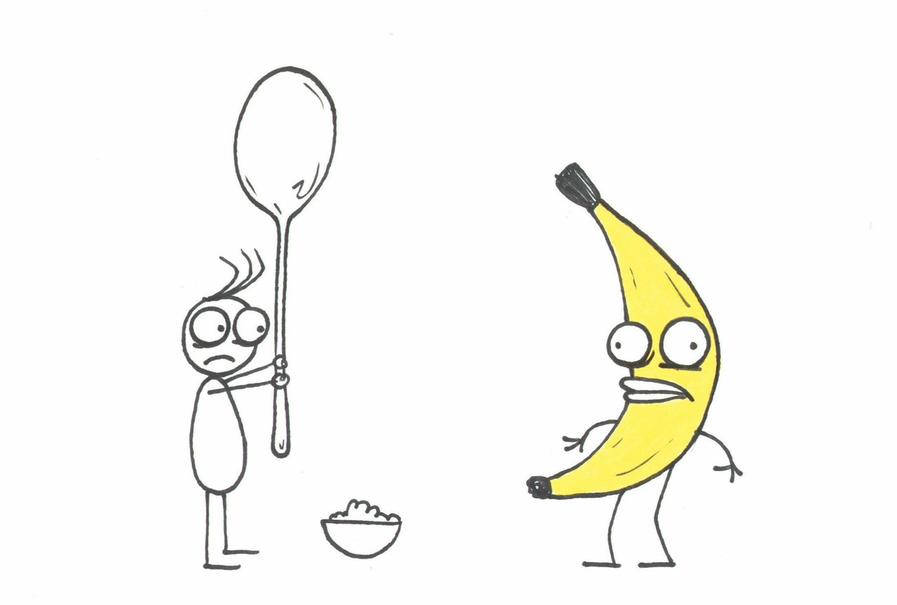 stick figure with giant spoon