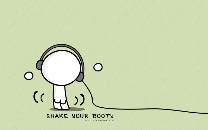 Stick Figure with Headphones — Green
