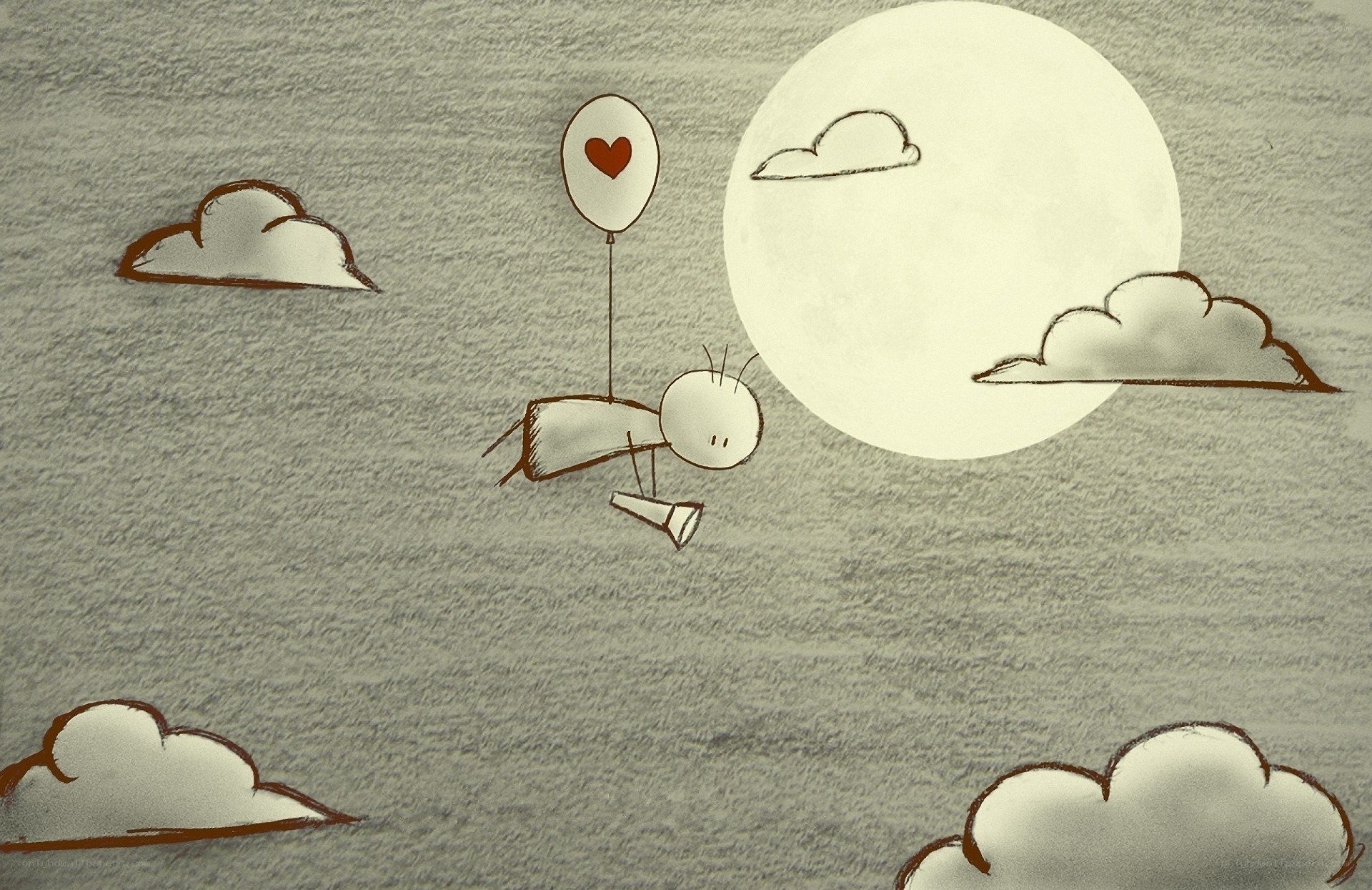 stick figure with heart balloon