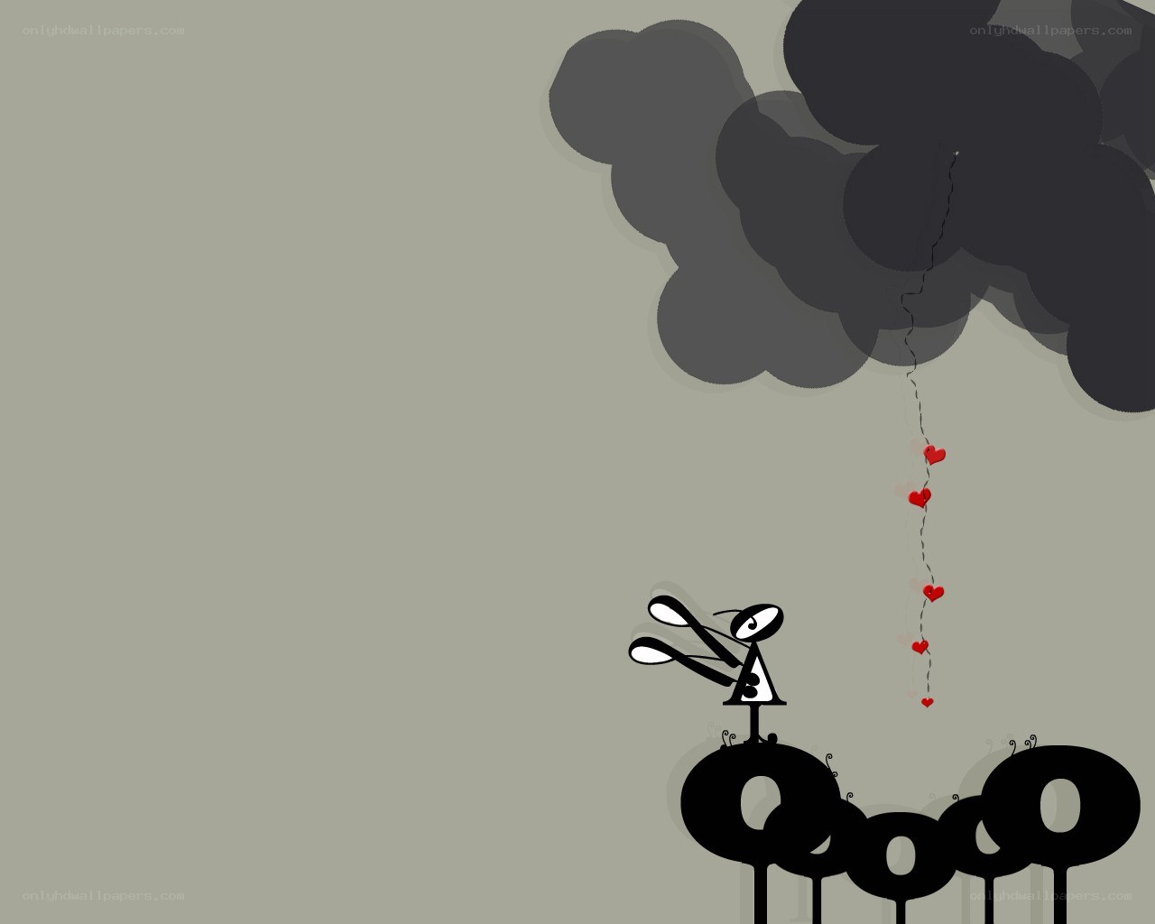 stick figure with heart balloons