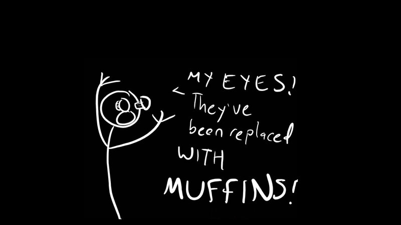 stick figure with muffin eyes