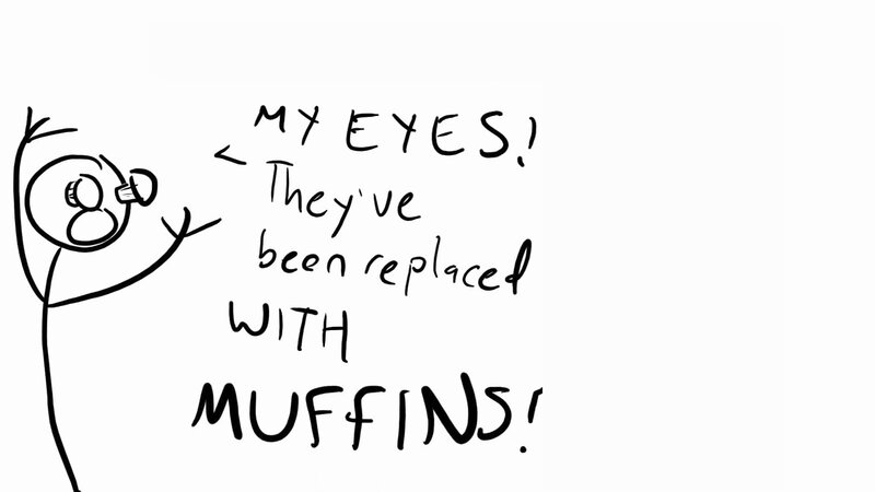 Stick Figure with Muffin Eyes — Black