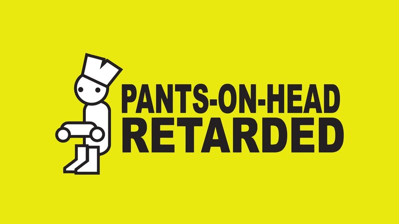 Stick Figure with Pants on Head — Yellow