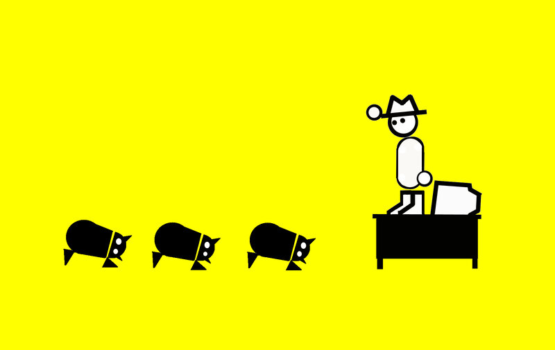 stick figure with pigs