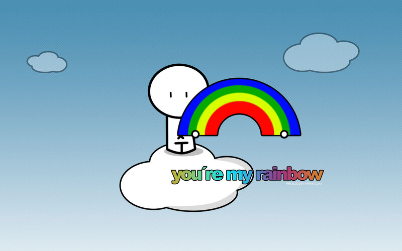 Stick Figure with Rainbow