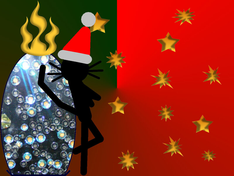 Stick Figure with Santa Hat — Red