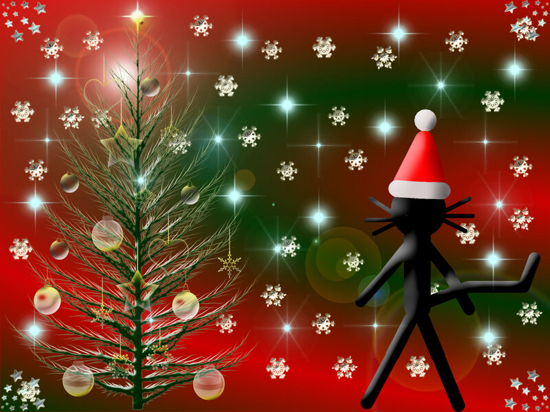 Stick Figure with Santa Hat