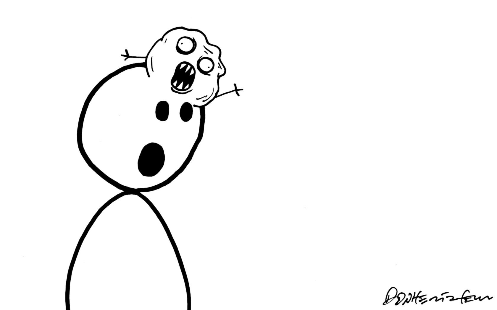 stick figure with screaming head