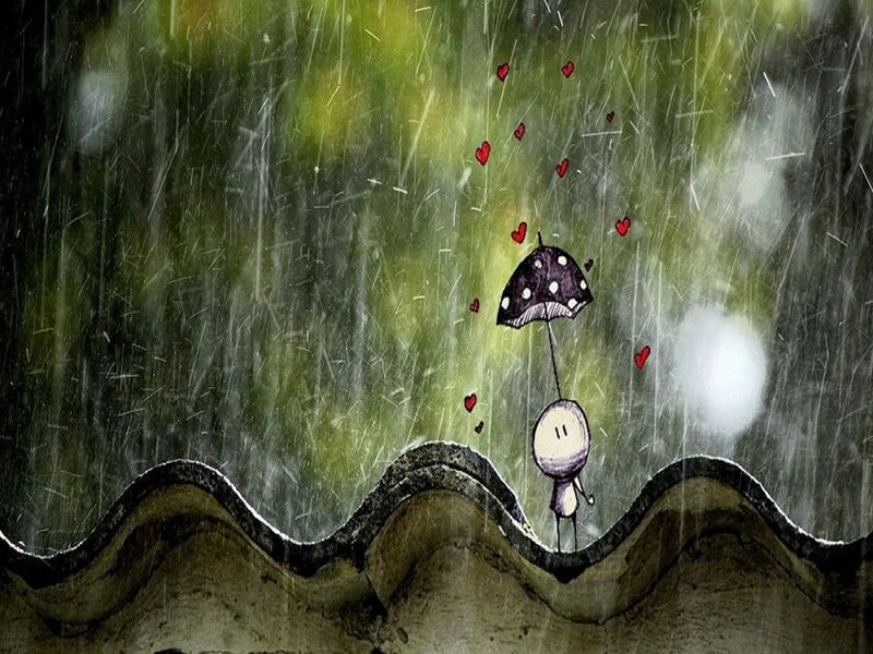 Stick Figure with Umbrella