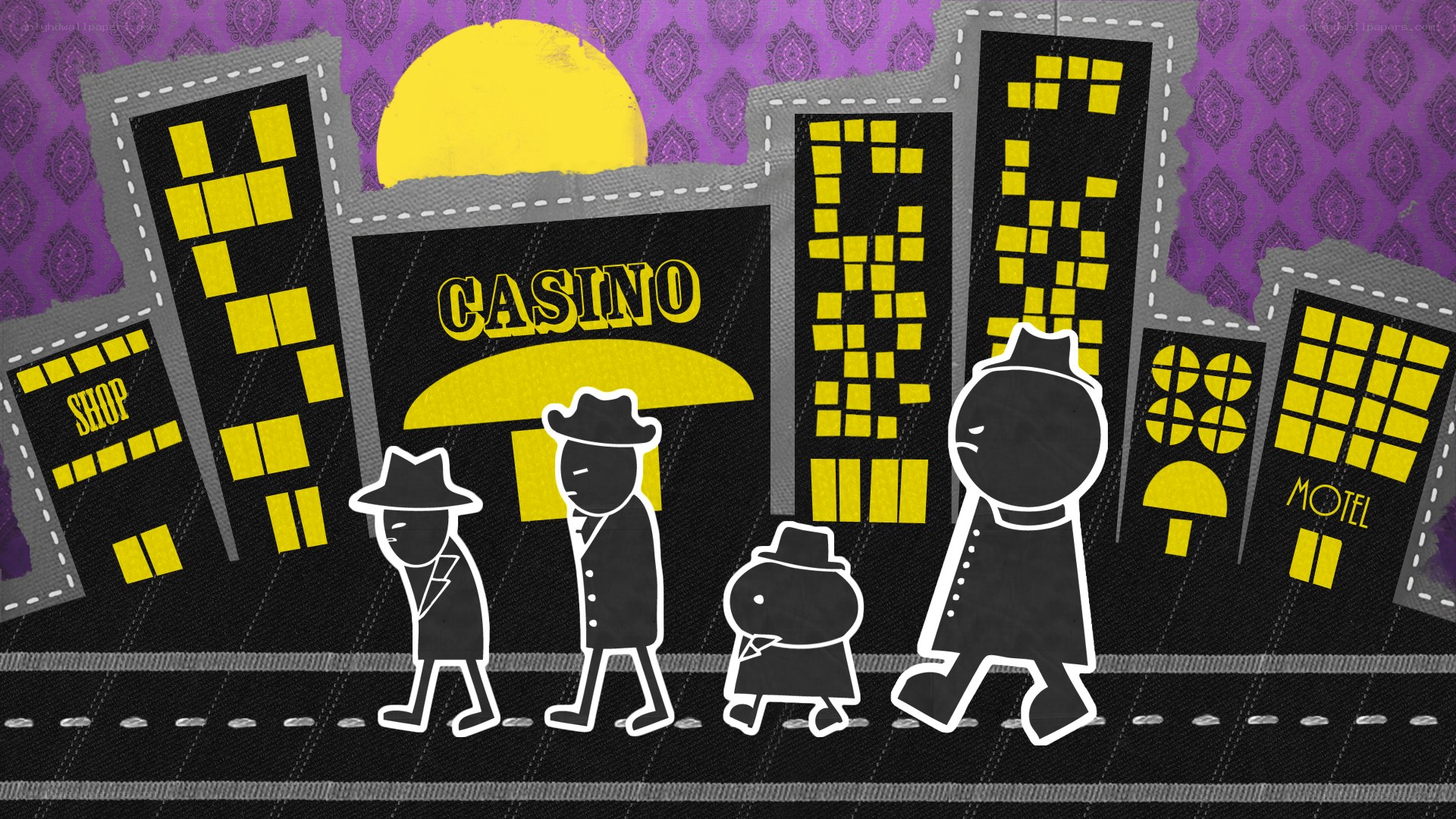stick figures in a city