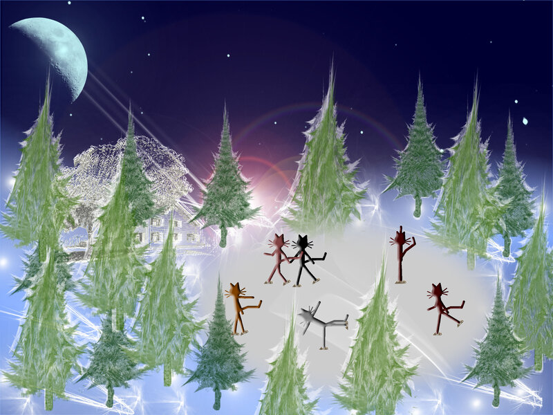 Stick Figures in Forest