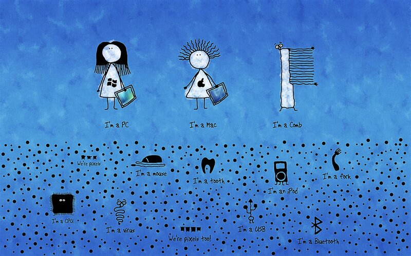 Stick Figures Representing Tech — Blue
