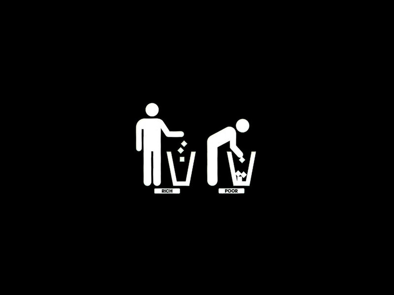Stick Figures Sorting Trash