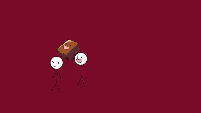Stick figures with a brown object