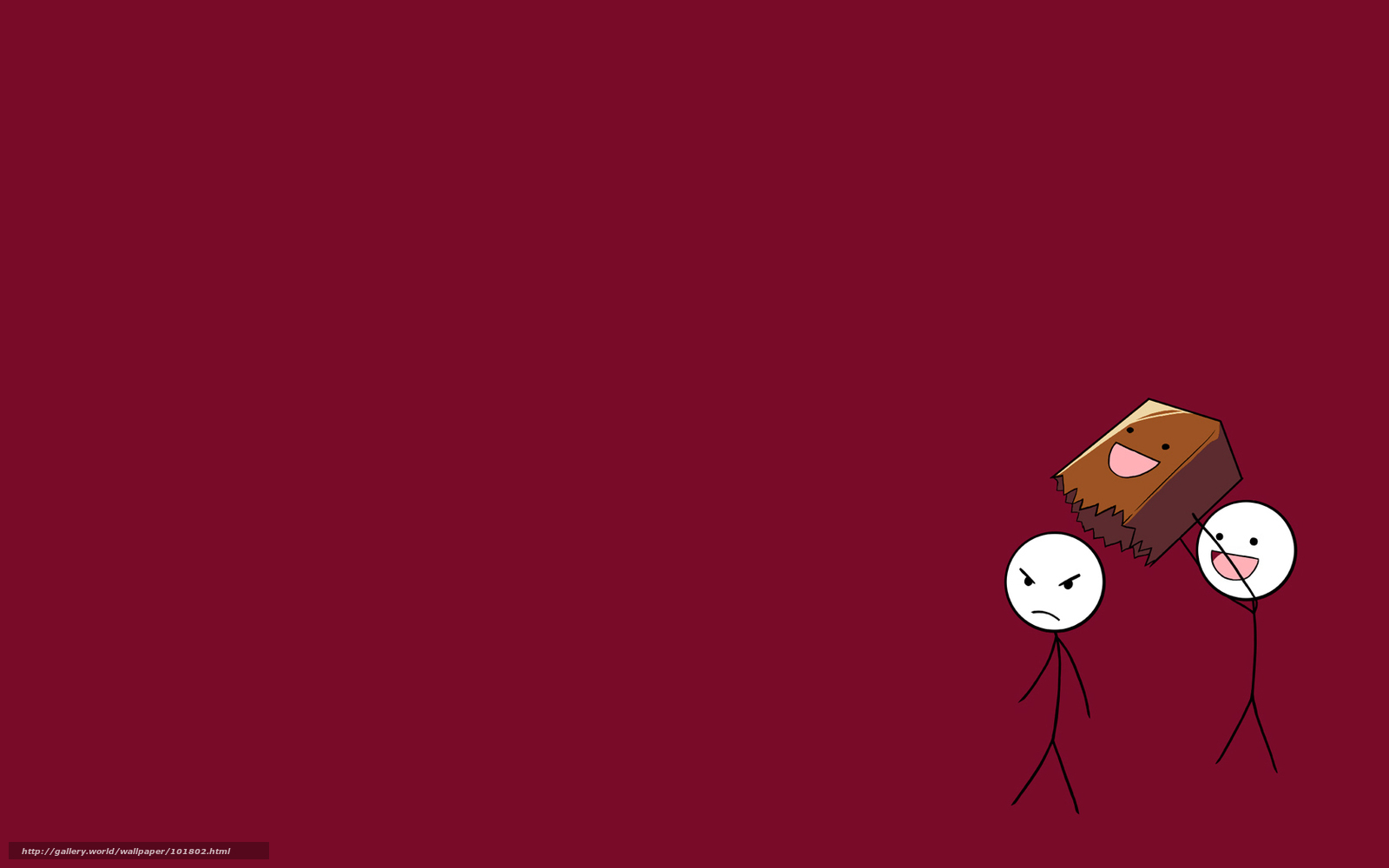 Stick figures with chocolate cake