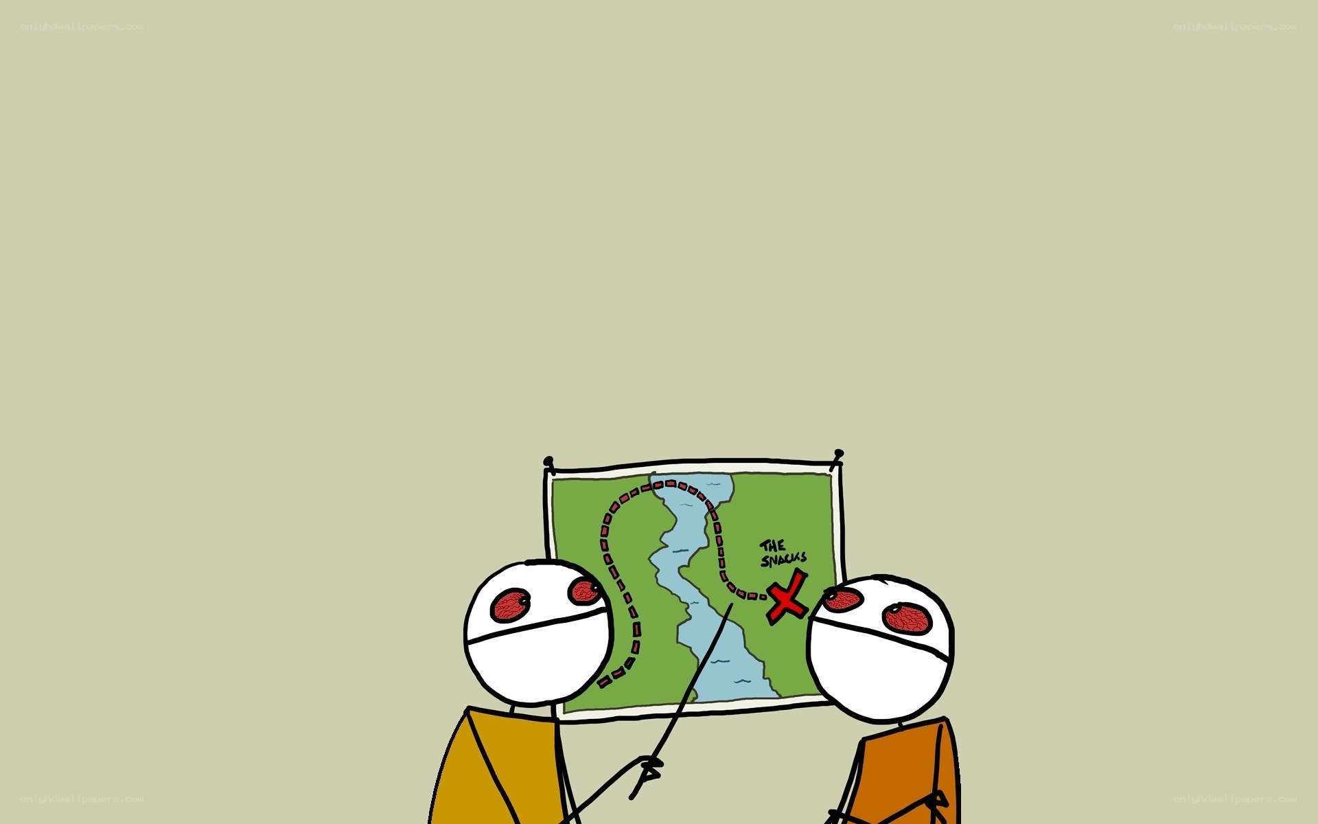 stick figures with map