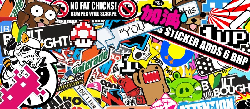 Sticker Collage — Black, Chaotic, Digital Art