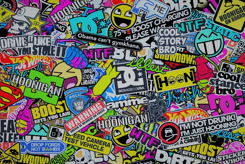 Sticker Collage — Black, Chaotic, Illustration