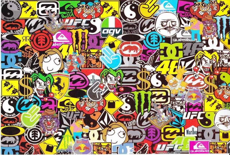 Sticker Collage — Black, Chaotic