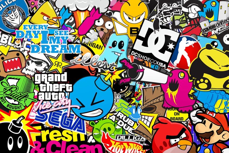 Sticker Collage — Blue