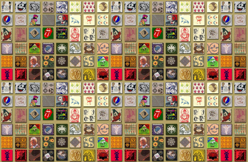 Sticker collage of various designs
