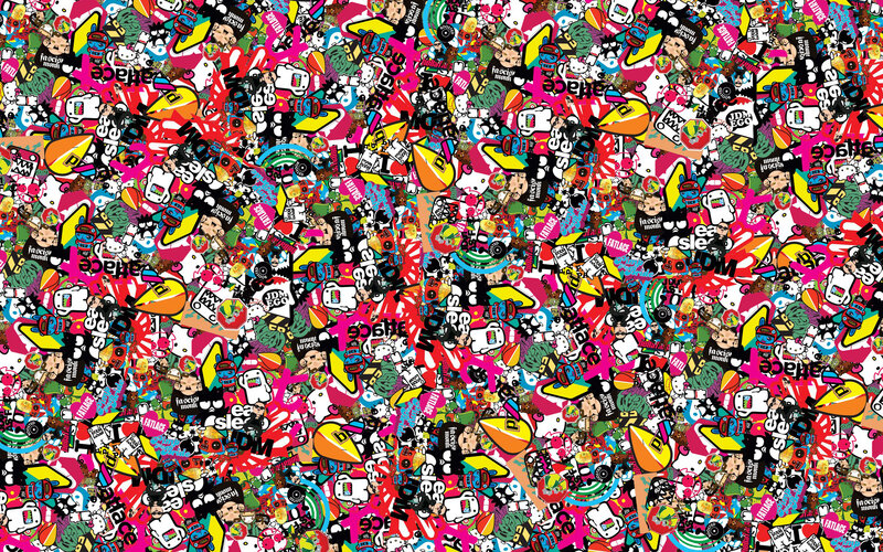 Sticker Collage — Pink, Chaotic, Digital Art