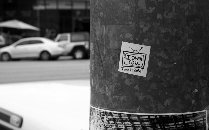 Sticker on a pole
