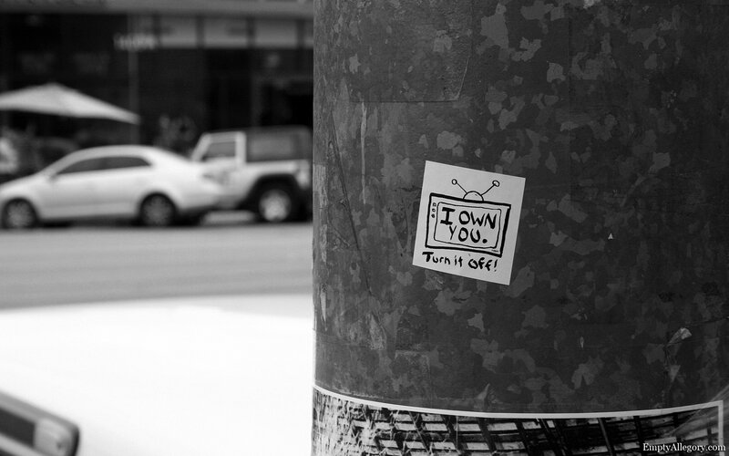 Sticker on a pole