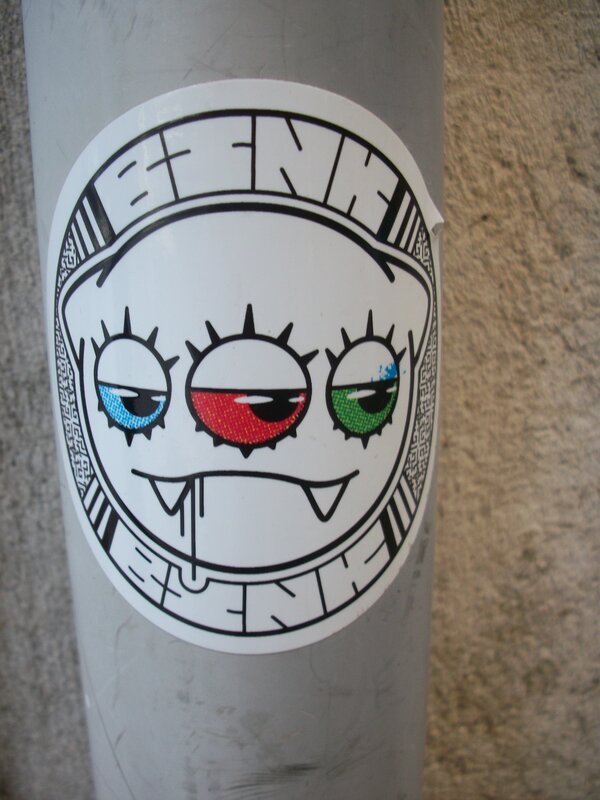 sticker with cartoon monster face