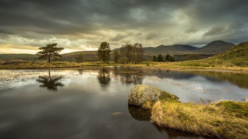 Still Lake with Mountains