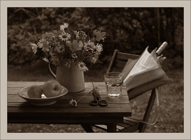 Still Life on Wooden Table — Brown, Serene