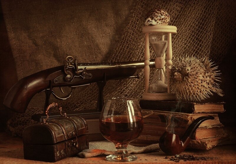 Still life with antique gun
