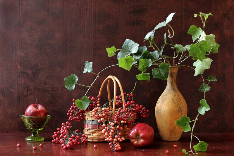 Still Life with Apples and Berries — Red