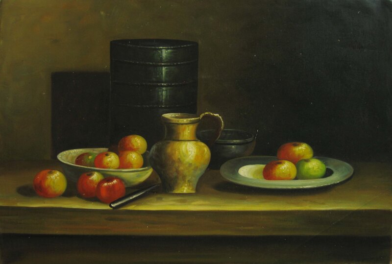 Still Life with Apples and Pitcher — Brown