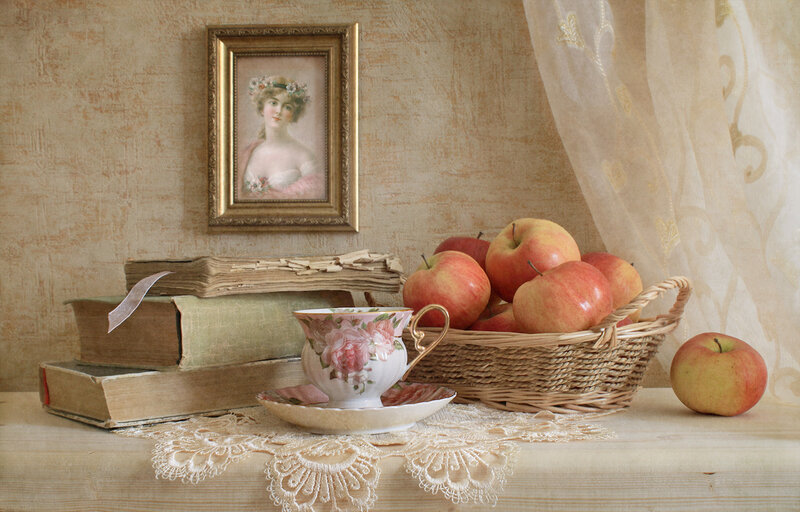 Still Life with Apples and Tea Cup