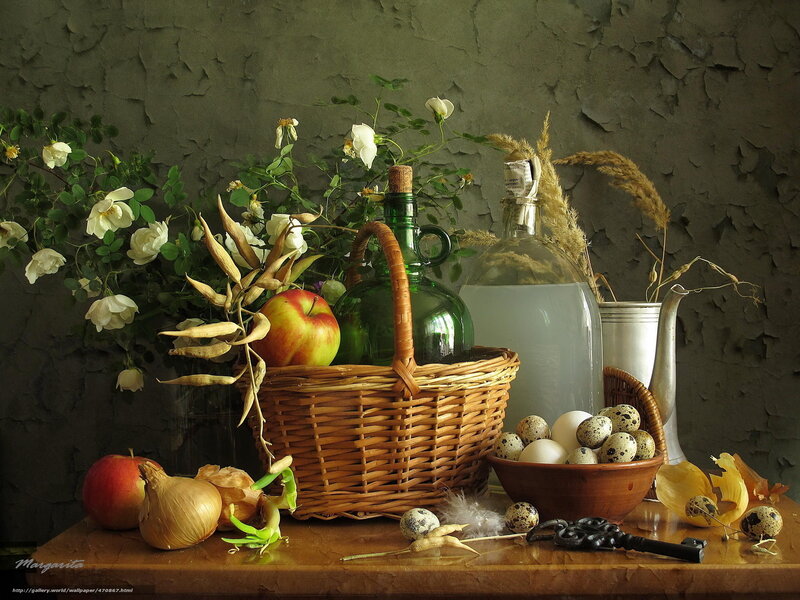 Still Life with Basket — Brown, Serene