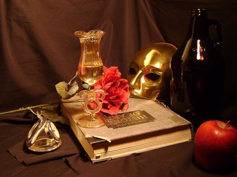 Still life with book and rose